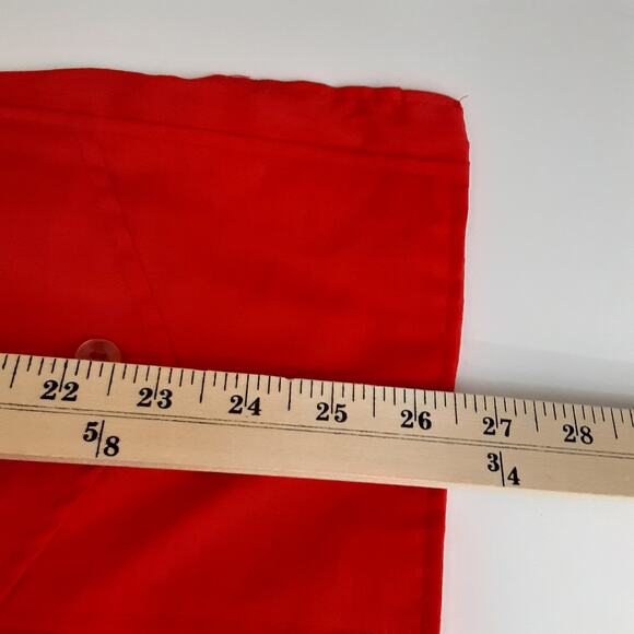 Vintage 1960s Dagger Collar Tunic Top Button Down Roll Cuff Sleeve Cherry Red - Picture 14 of 15